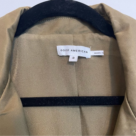 NWOT. Good American Cropped Military Green Trench with Belt, size 3 - Picture 5 of 5